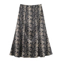 Snakeskin Satin Midi Skirt