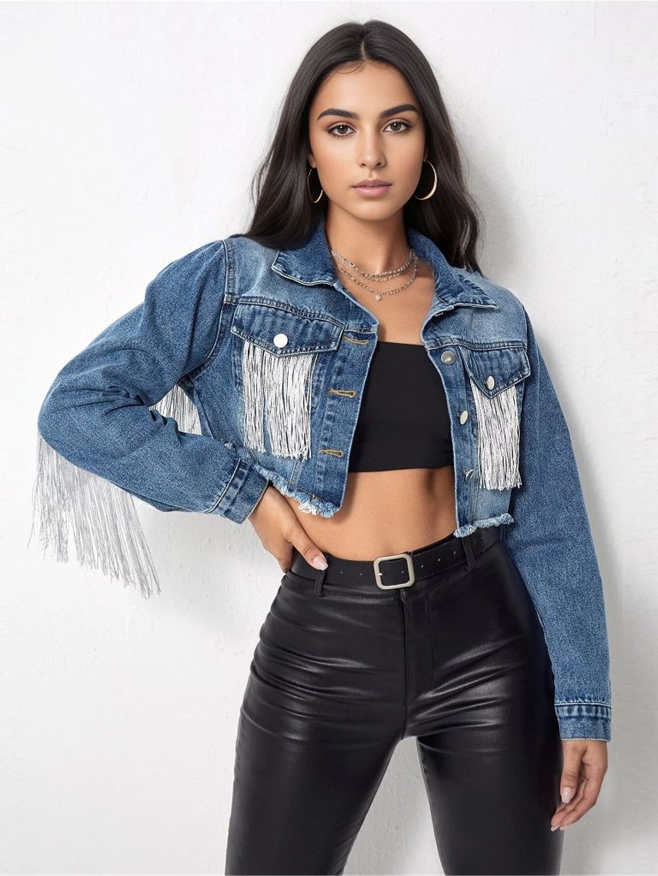 Fringe Rider Short Denim Jacket