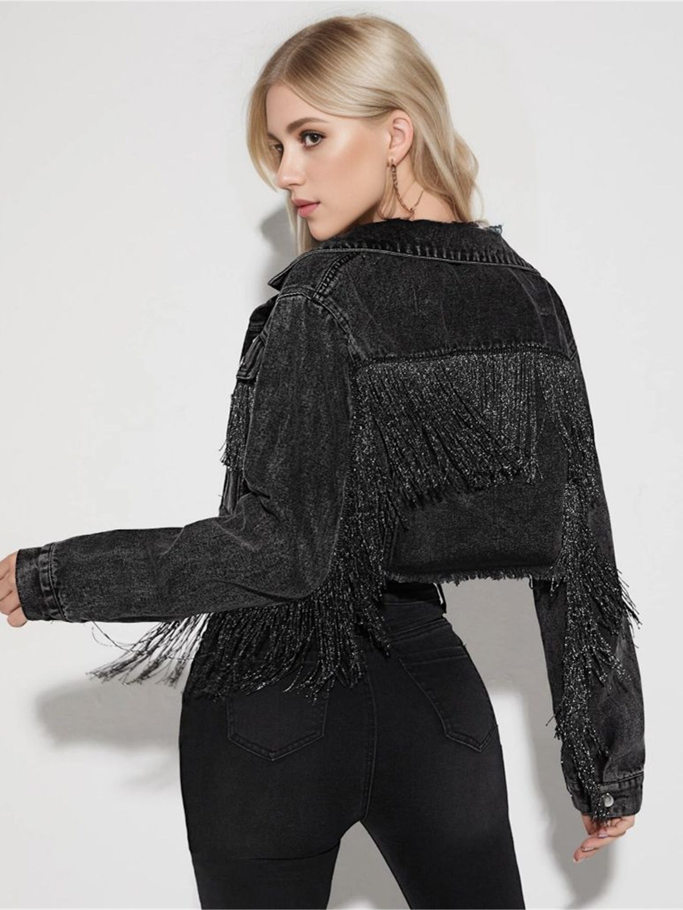 Fringe Rider Short Denim Jacket