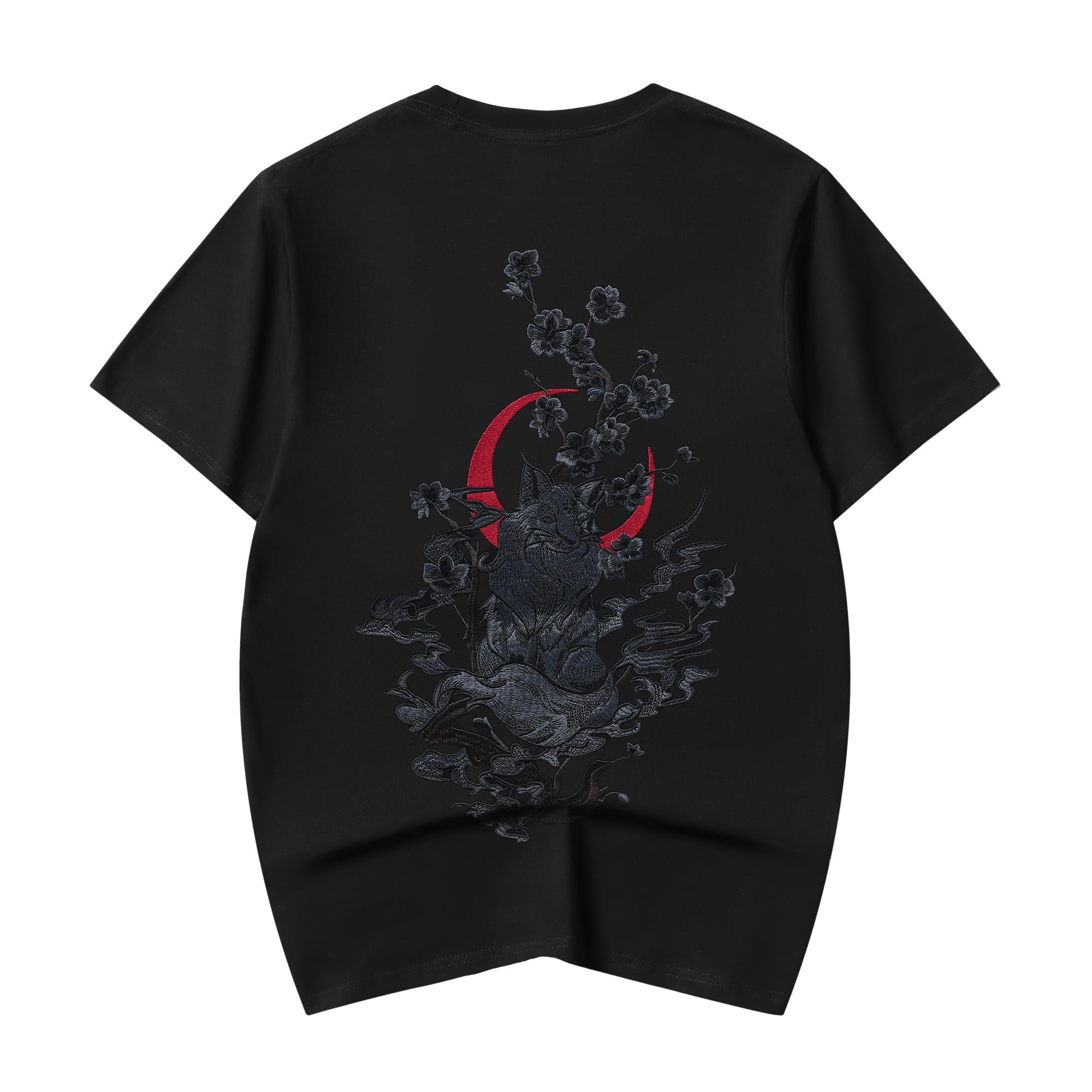 Unisex Moon Fox Embroidered Tee