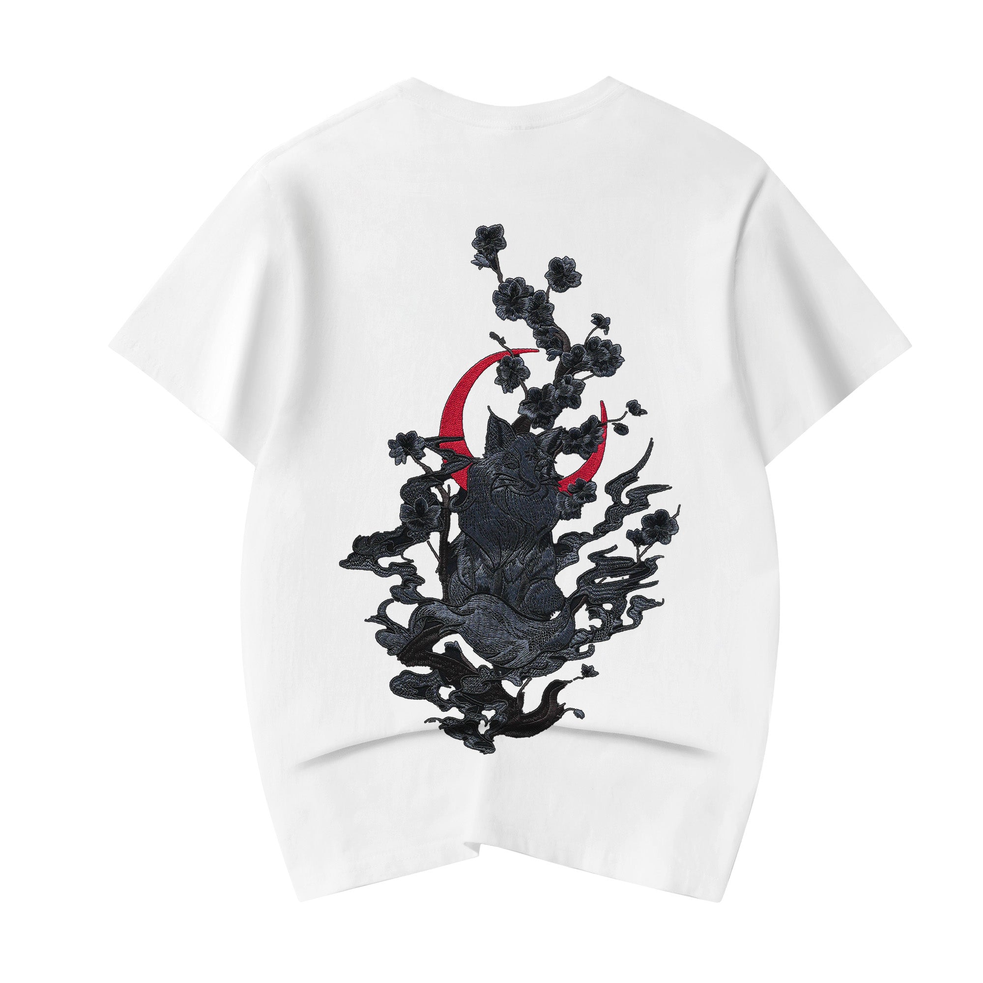 Unisex Moon Fox Embroidered Tee