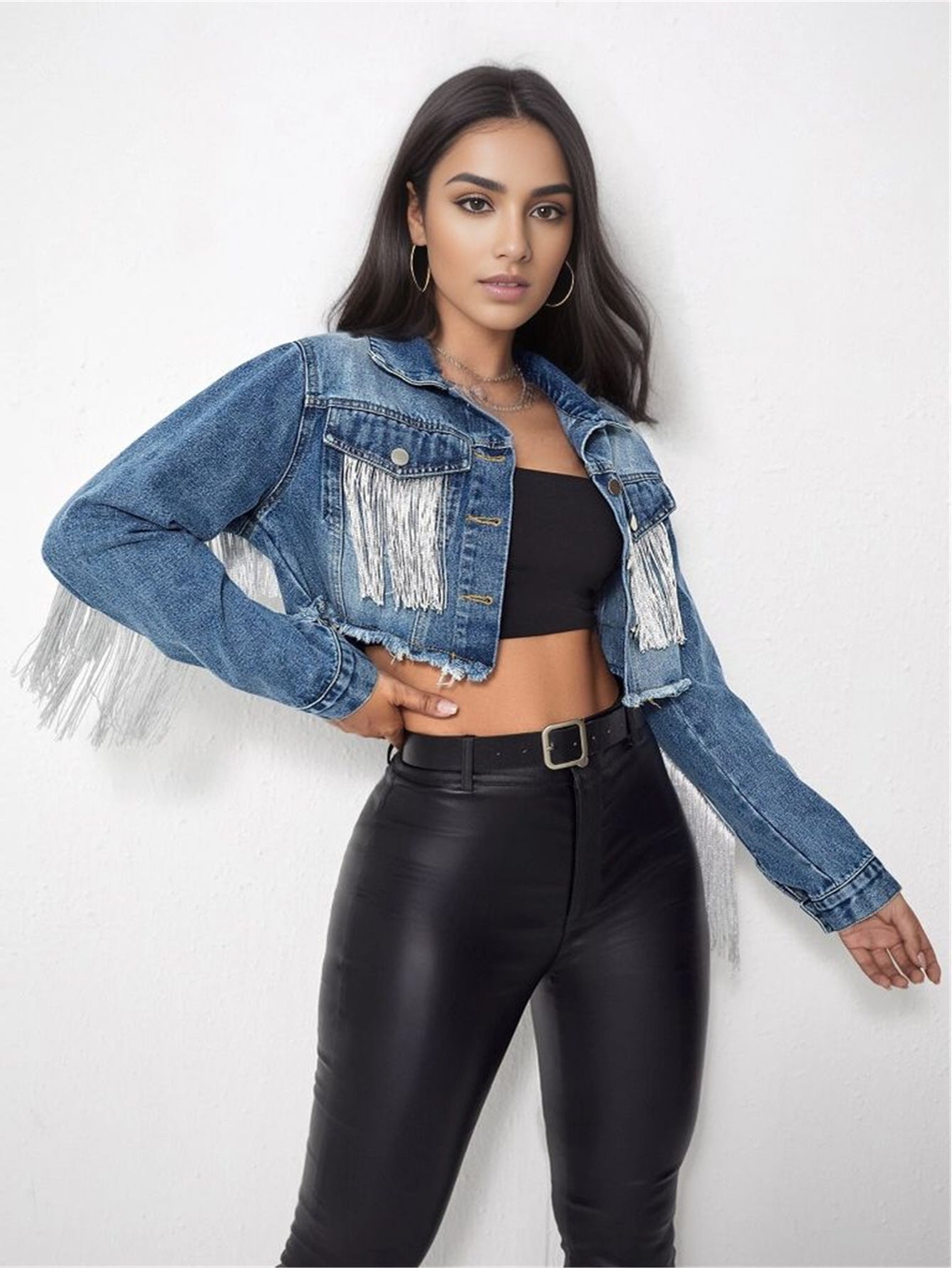 Fringe Rider Short Denim Jacket