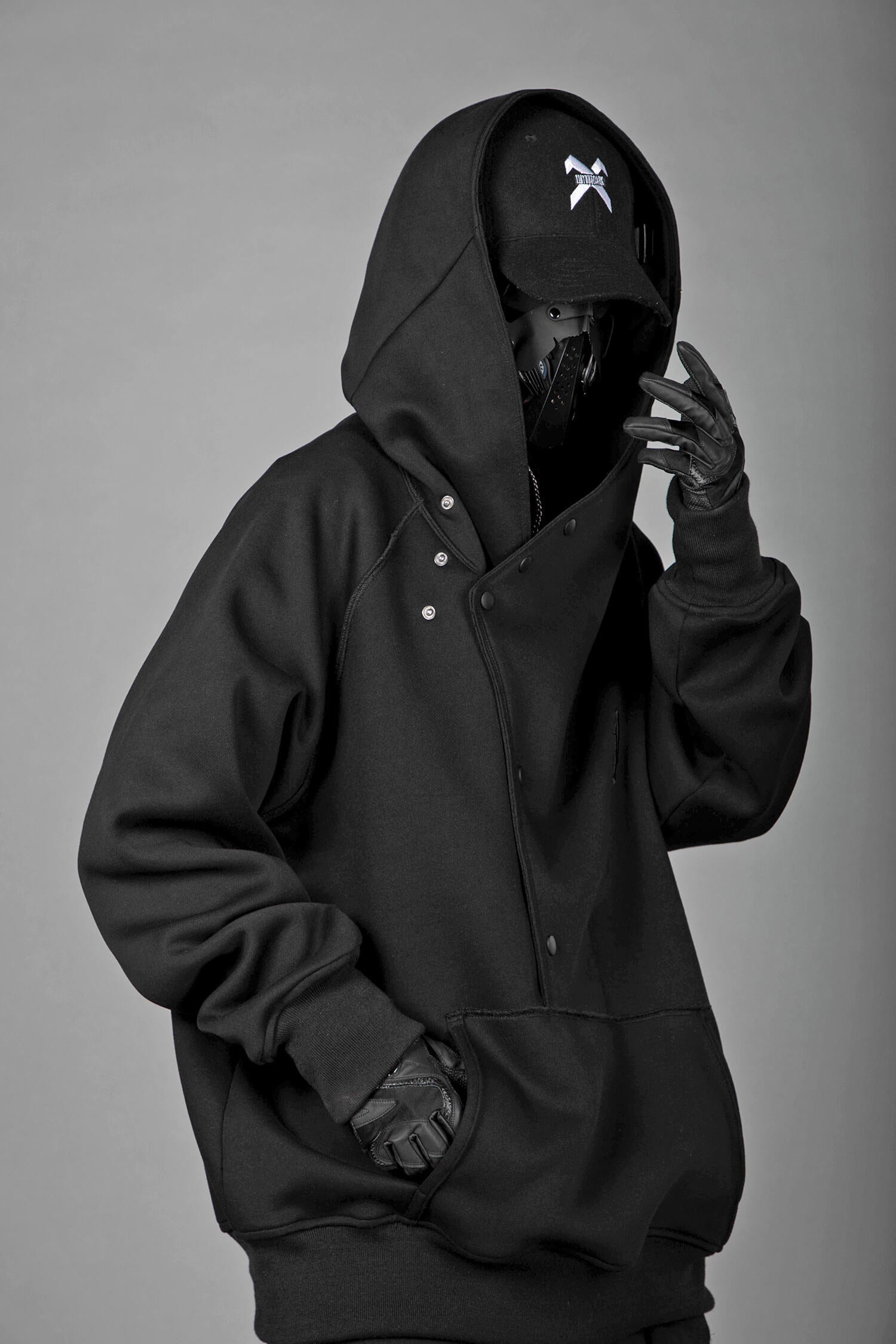 Unisex Black Layered Hoodie