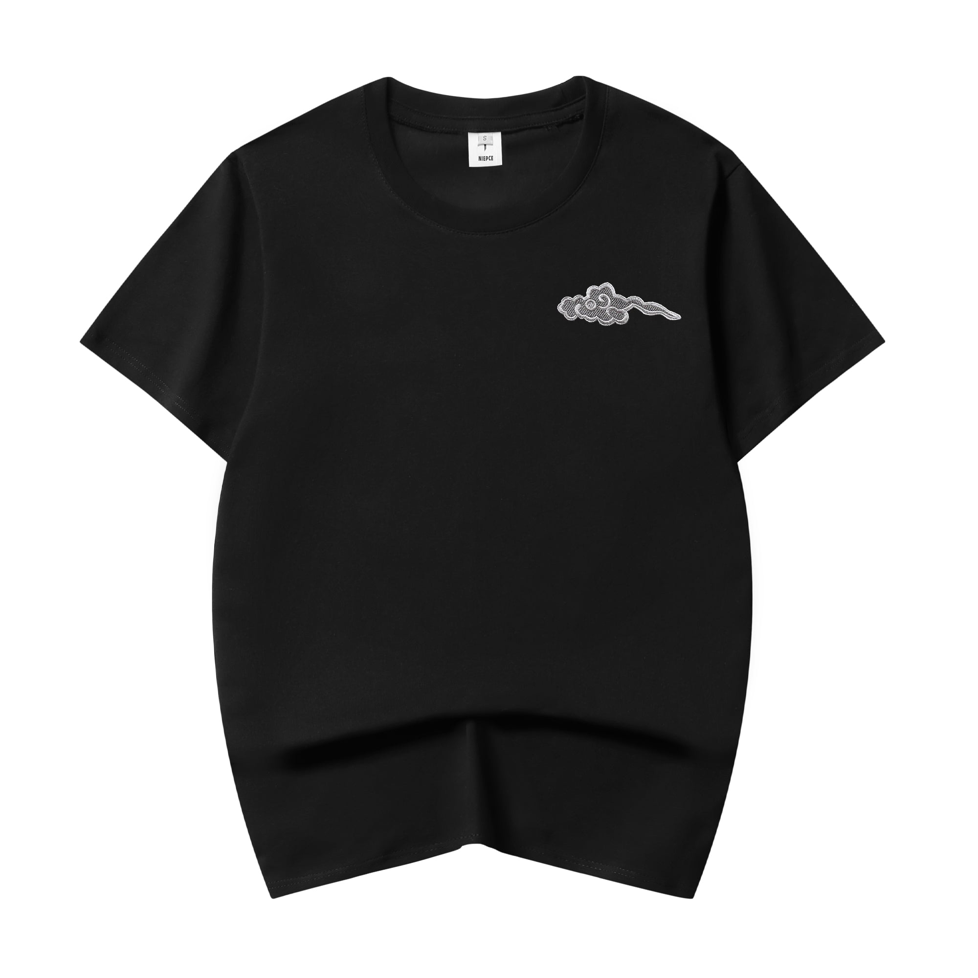 Unisex Grey Dragon Embroidered Tee