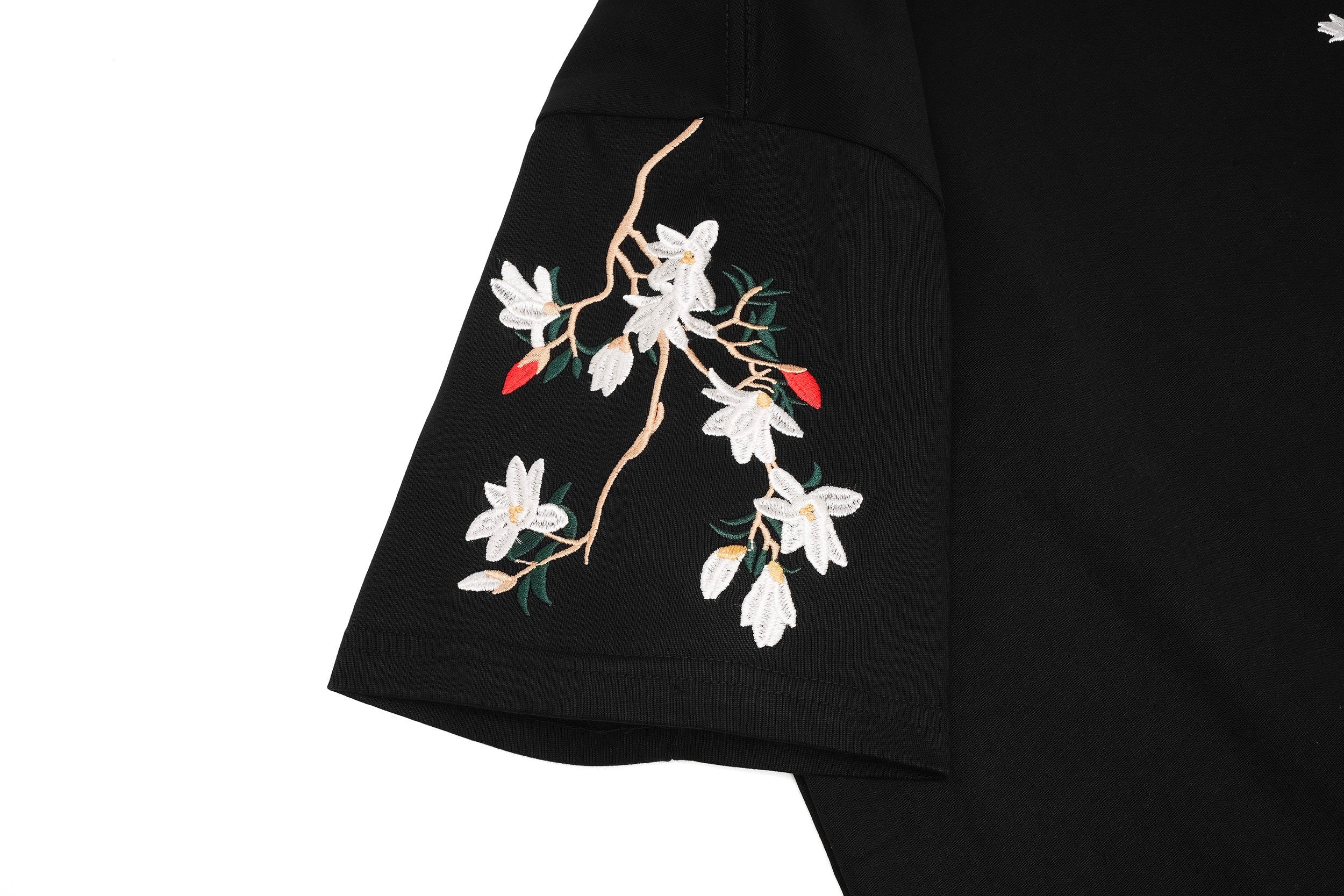 Unisex Flower and Birds Embroidered Tee