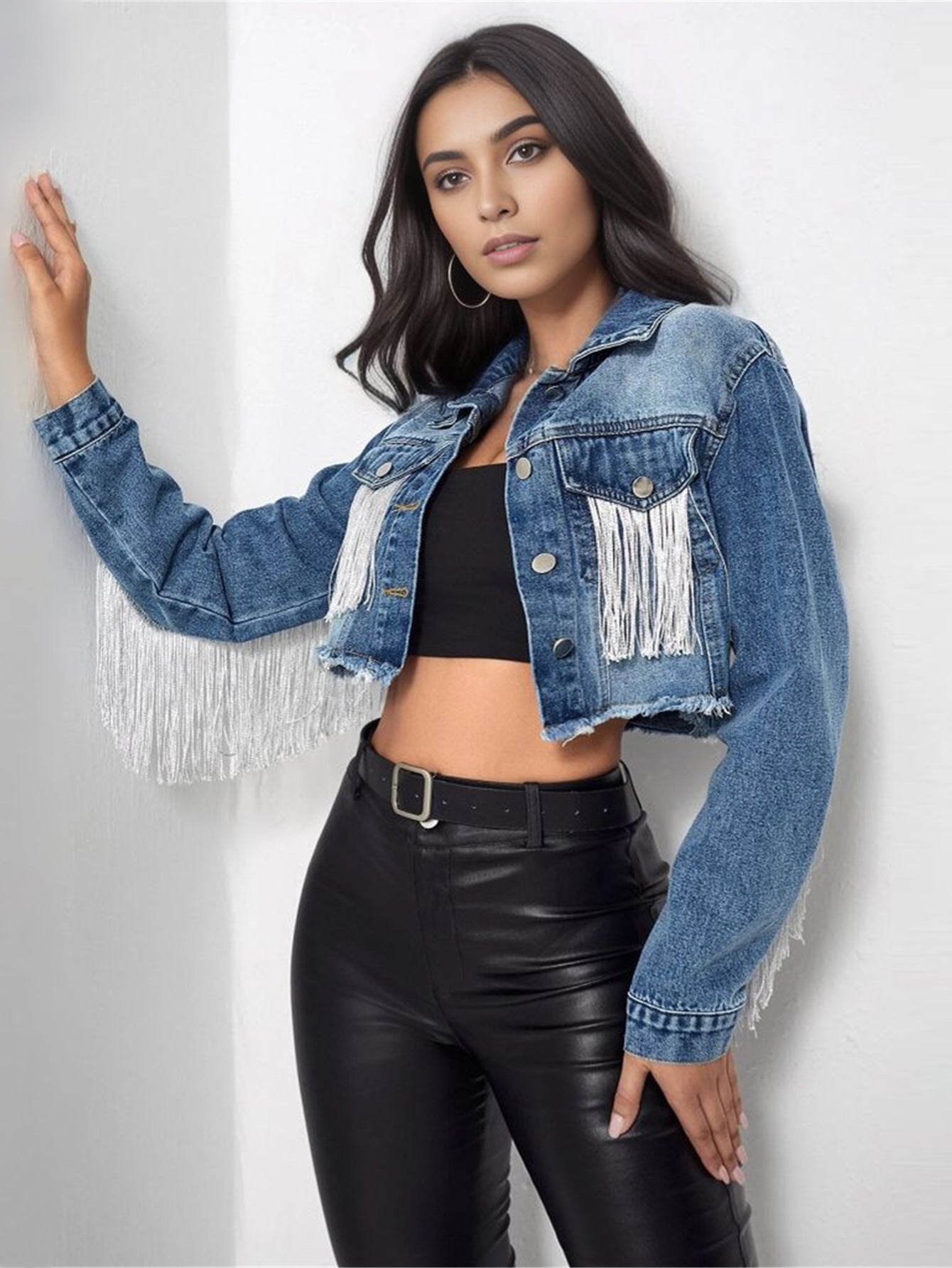 Fringe Rider Short Denim Jacket
