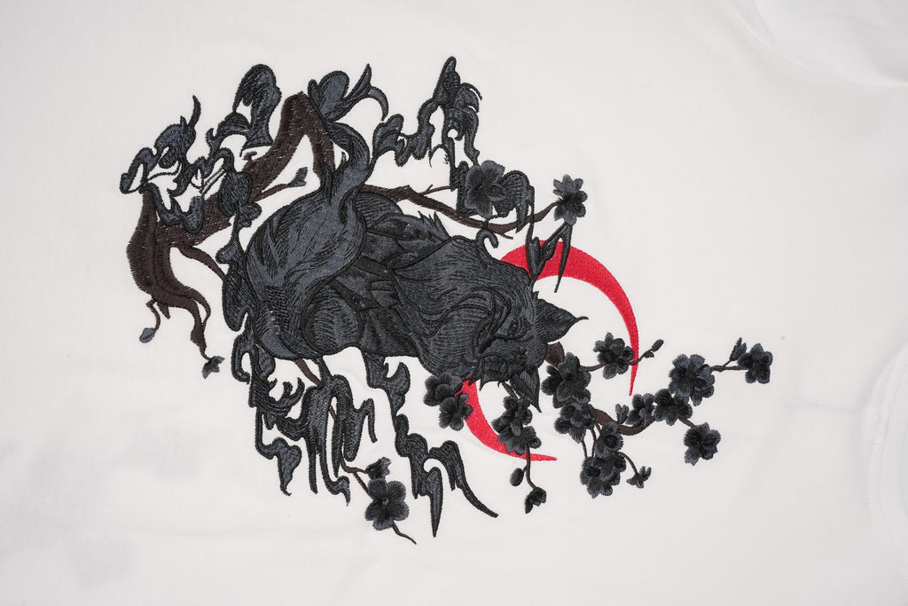 Unisex Moon Fox Embroidered Tee