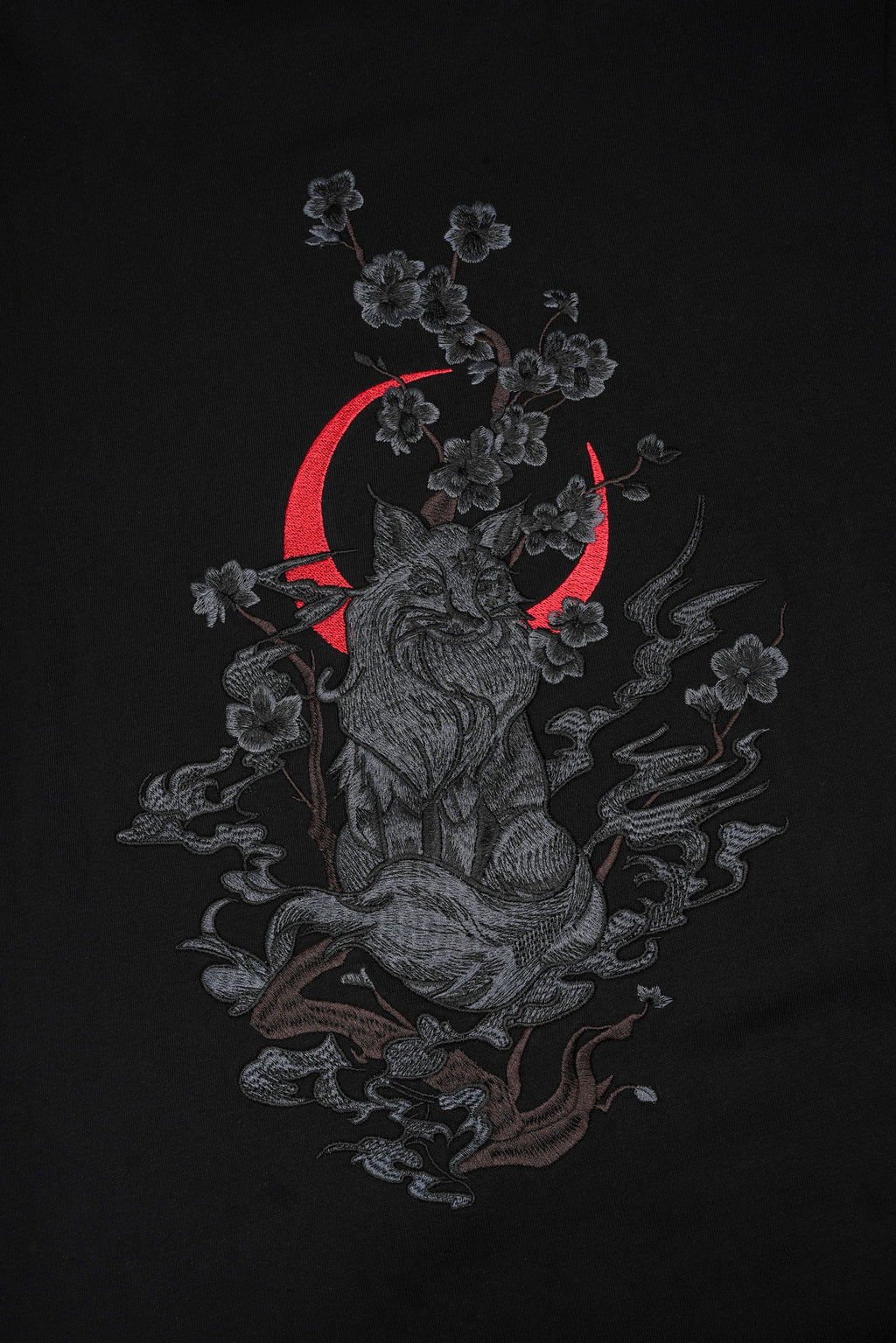 Unisex Moon Fox Embroidered Tee