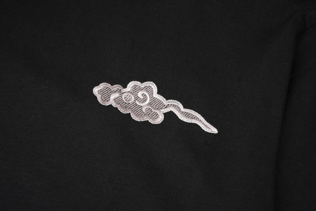 Unisex Grey Dragon Embroidered Tee