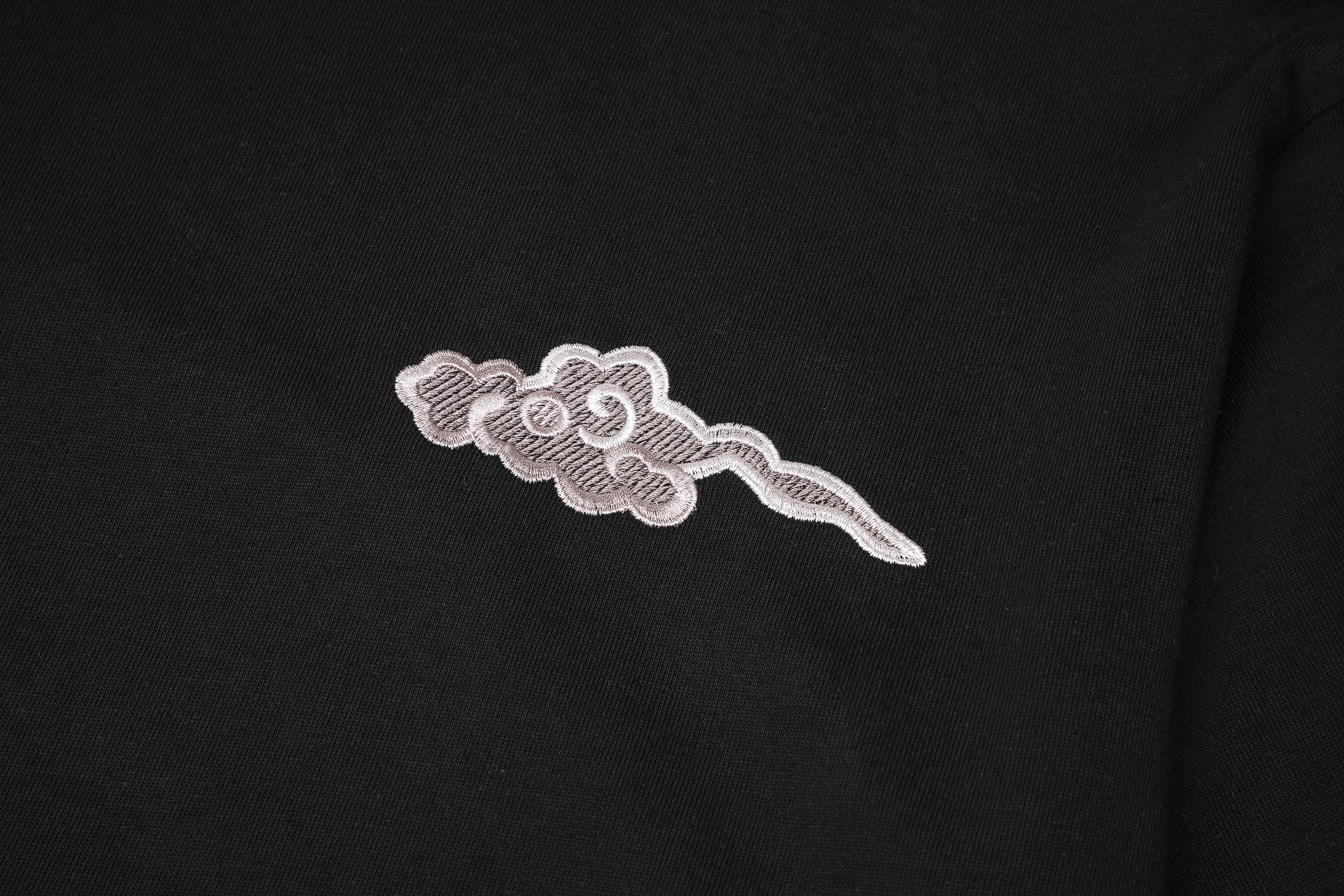 Unisex Grey Dragon Embroidered Tee