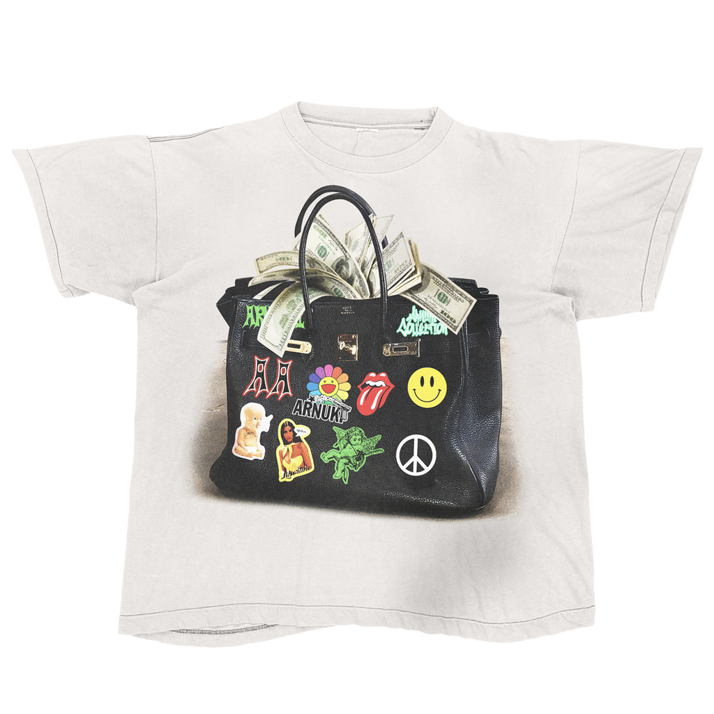 White Designer Bag Streetwear Loose Fit Tee
