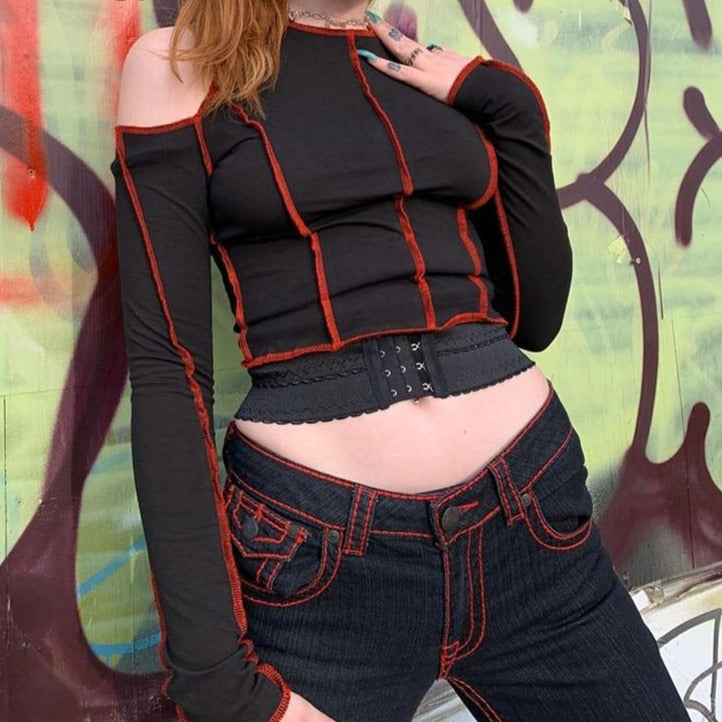 Hollow Out Long Sleeve Tee