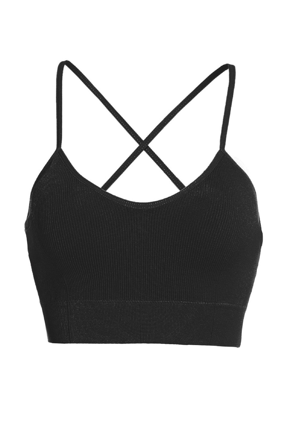 Sport Cross Back Ribbed Padded Sports Bra