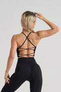 Sport Cross Back Ribbed Padded Sports Bra