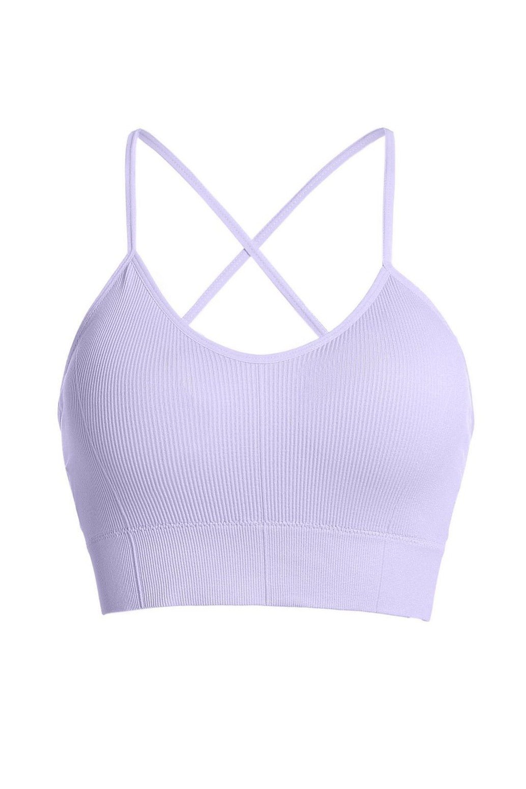 Sport Cross Back Ribbed Padded Sports Bra