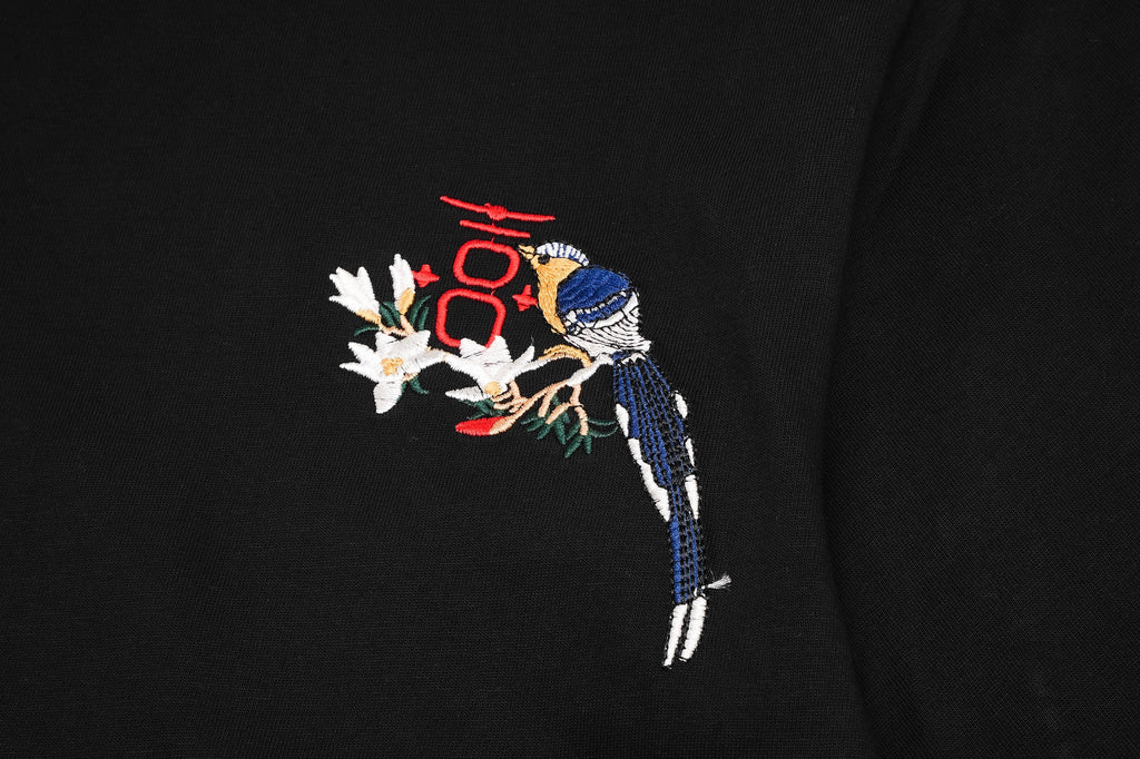 Unisex Flower and Birds Embroidered Tee
