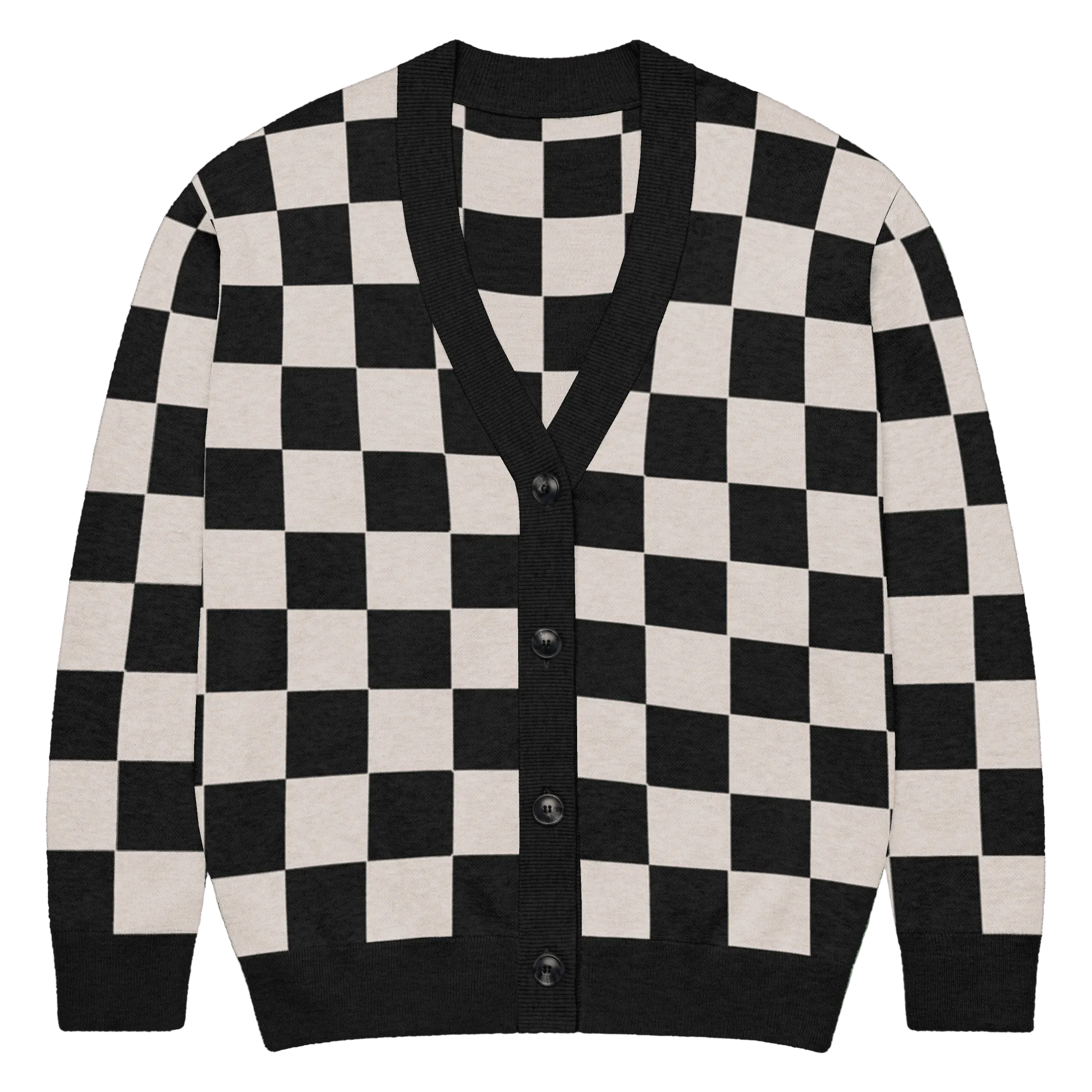 Checkers and Cream Knit Cardigan