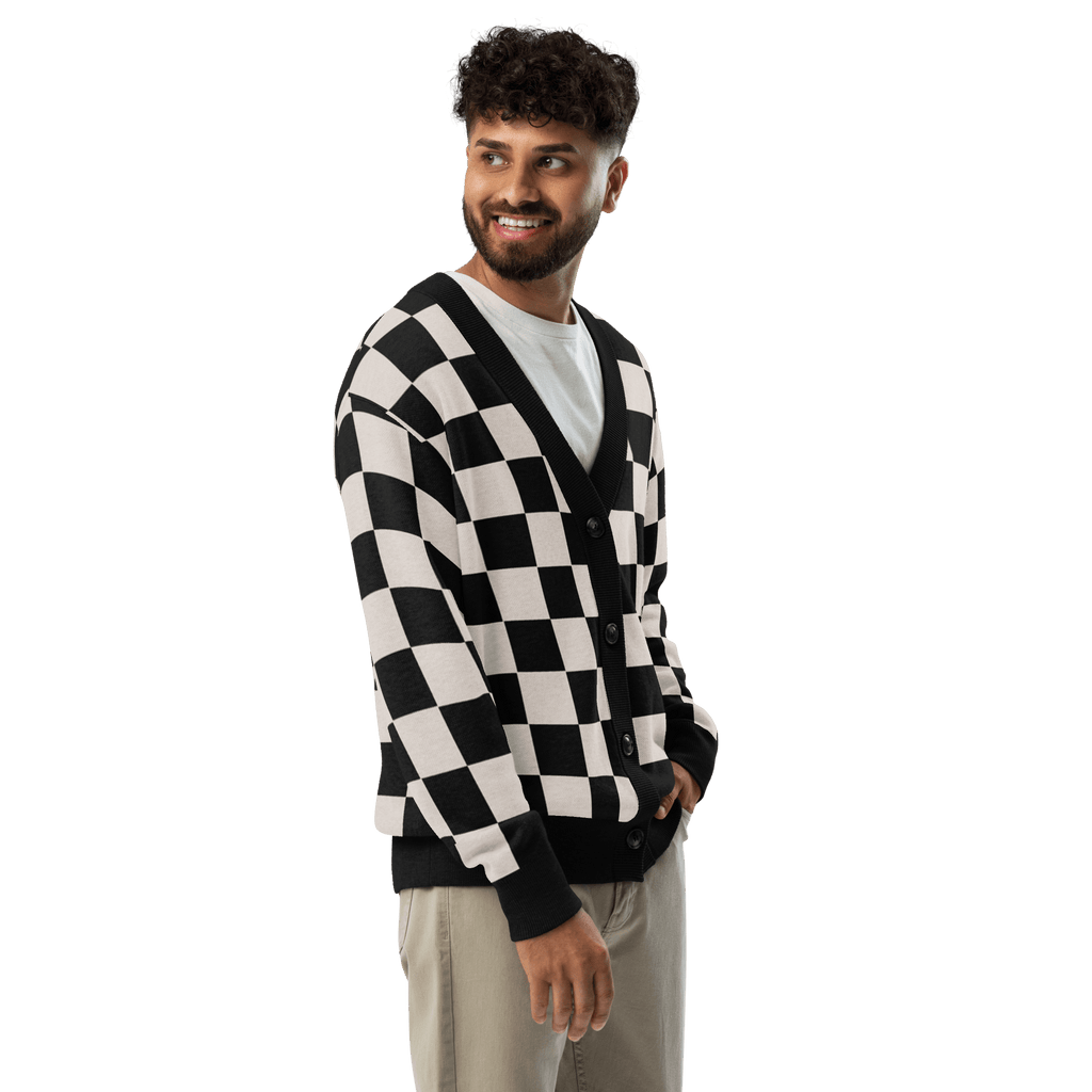 Checkers and Cream Knit Cardigan