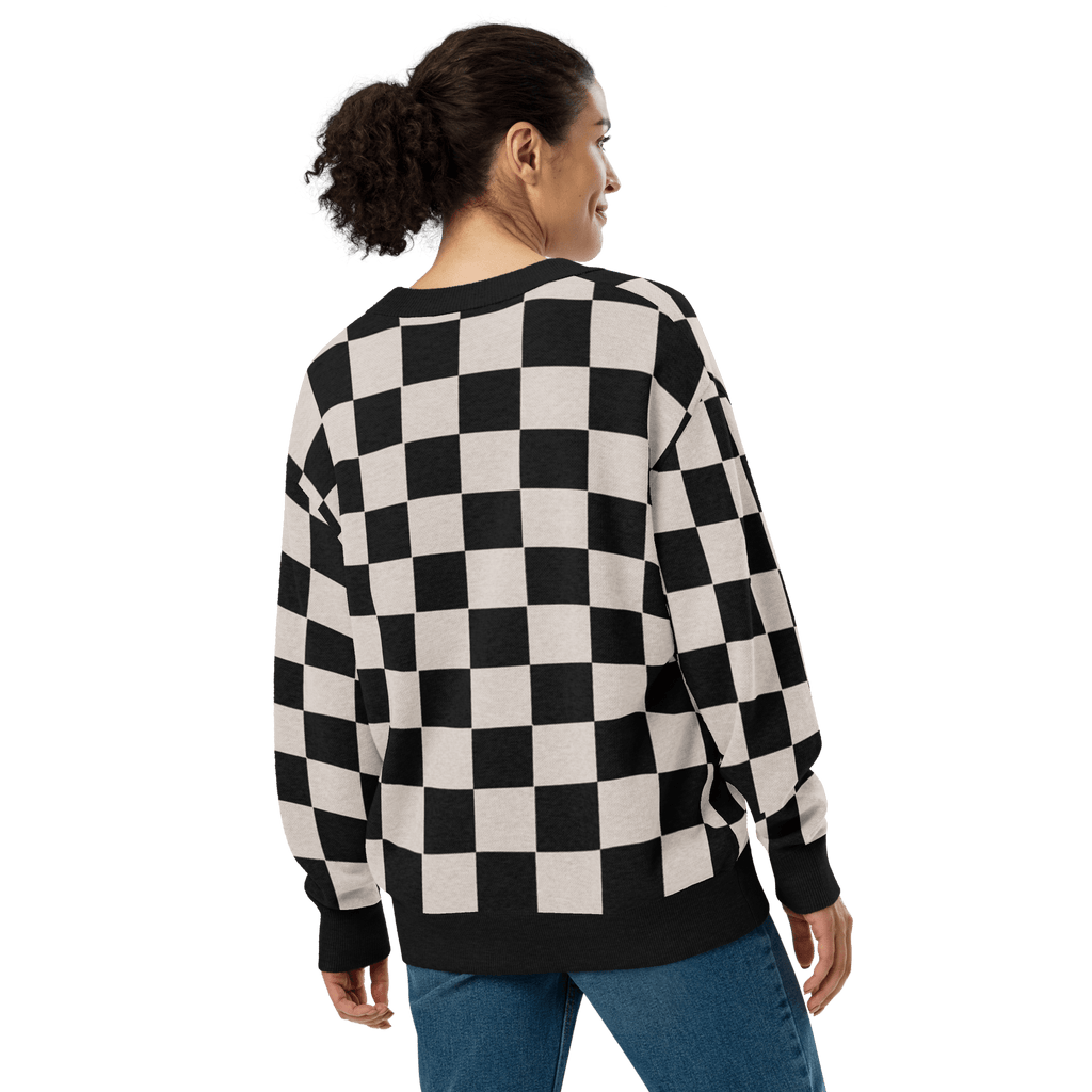 Checkers and Cream Knit Cardigan