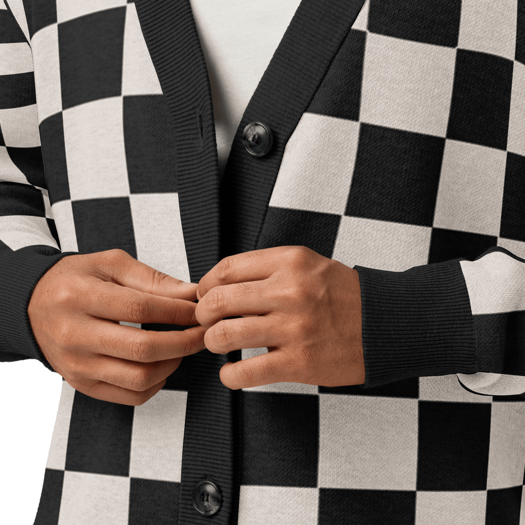 Checkers and Cream Knit Cardigan