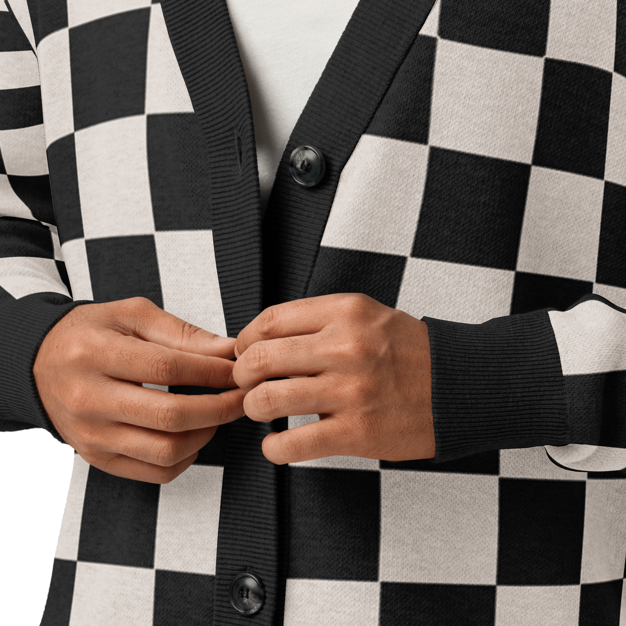 Checkers and Cream Knit Cardigan