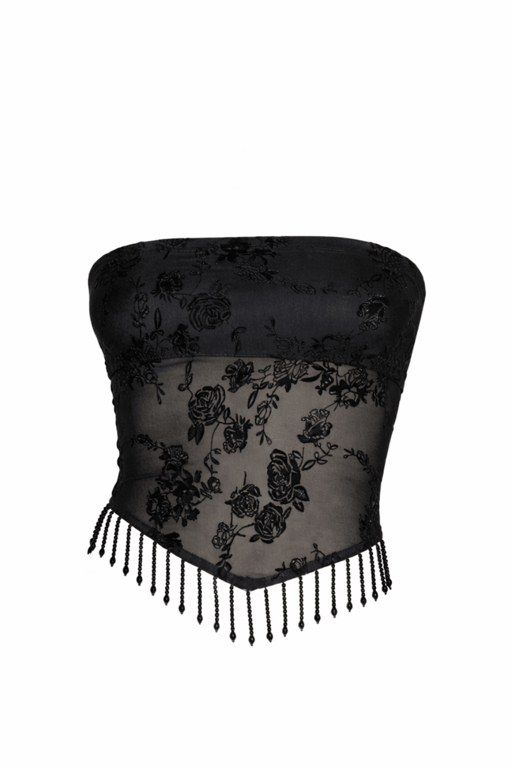Beaded Mesh Bandeau Top