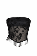 Beaded Mesh Bandeau Top