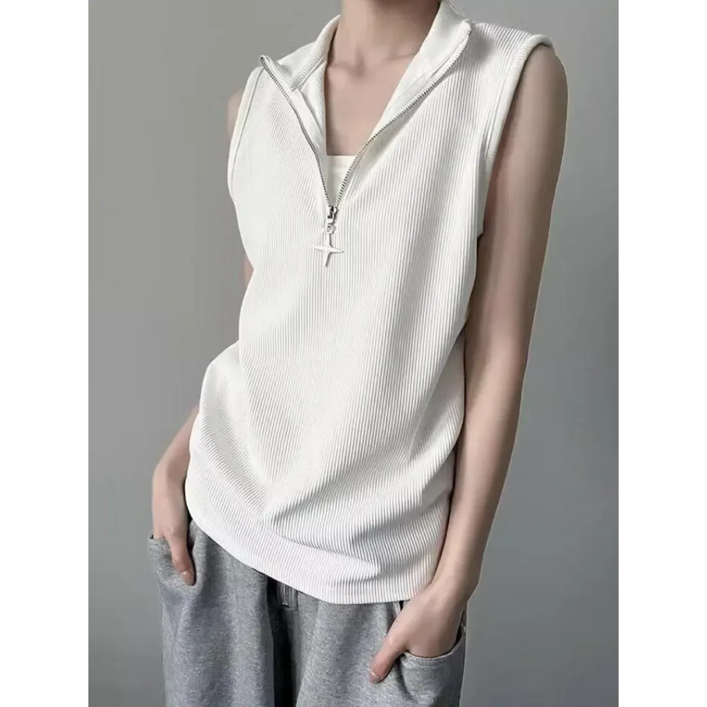 Sleeveless Half Zip Vest