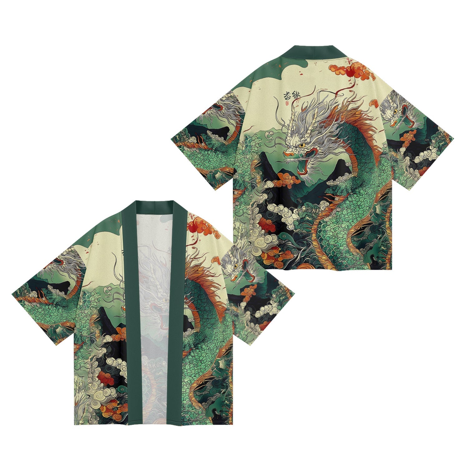 Unisex Green Dragon Kimono