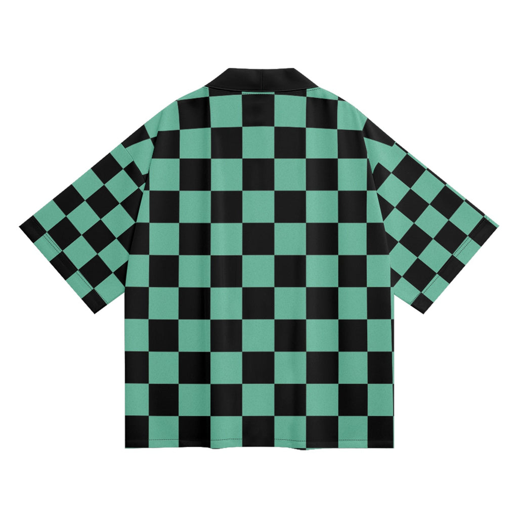 Unisex Green Checkered Kimono