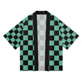 Unisex Green Checkered Kimono
