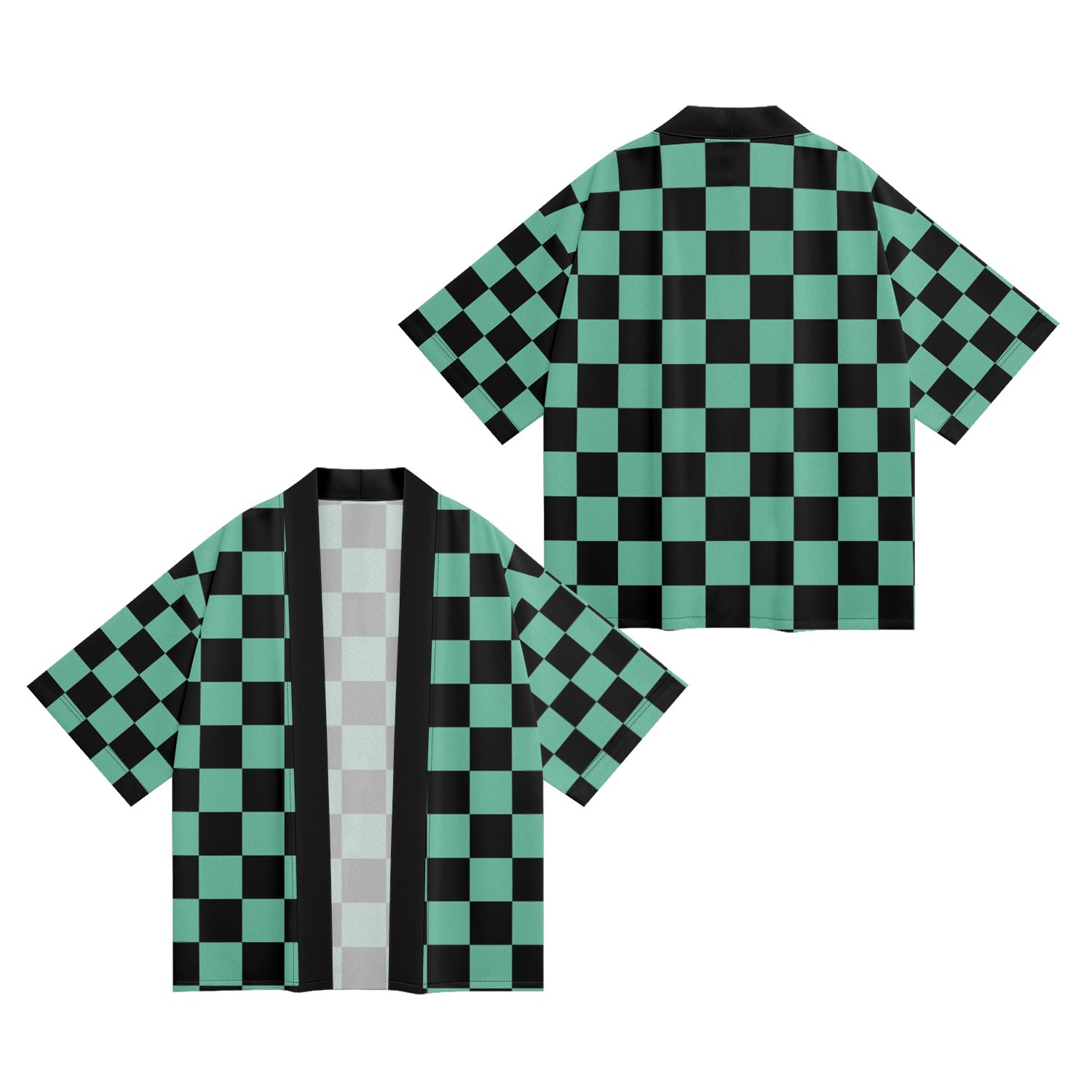 Unisex Green Checkered Kimono
